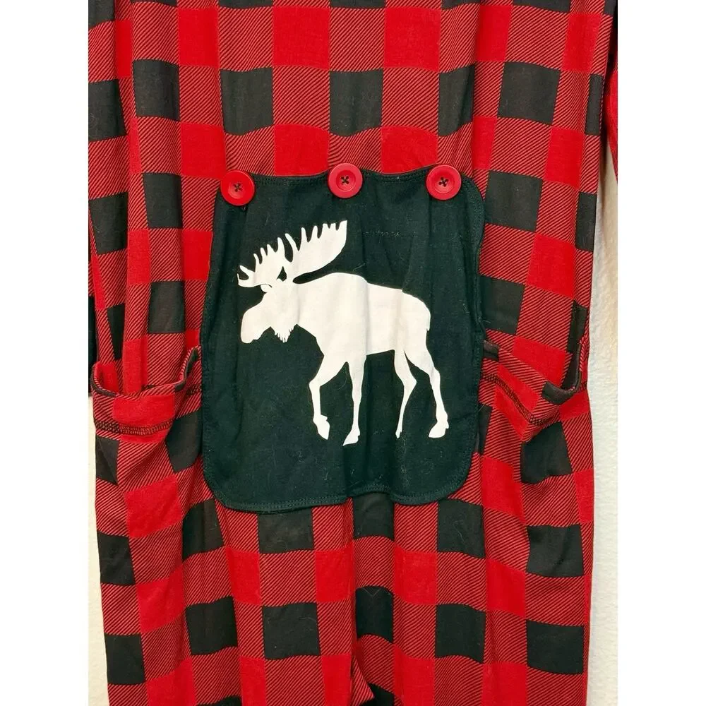 Alaska Cruise Pajamas M Moose Buffalo Plaid Union Suit Little Blue House Hatley
